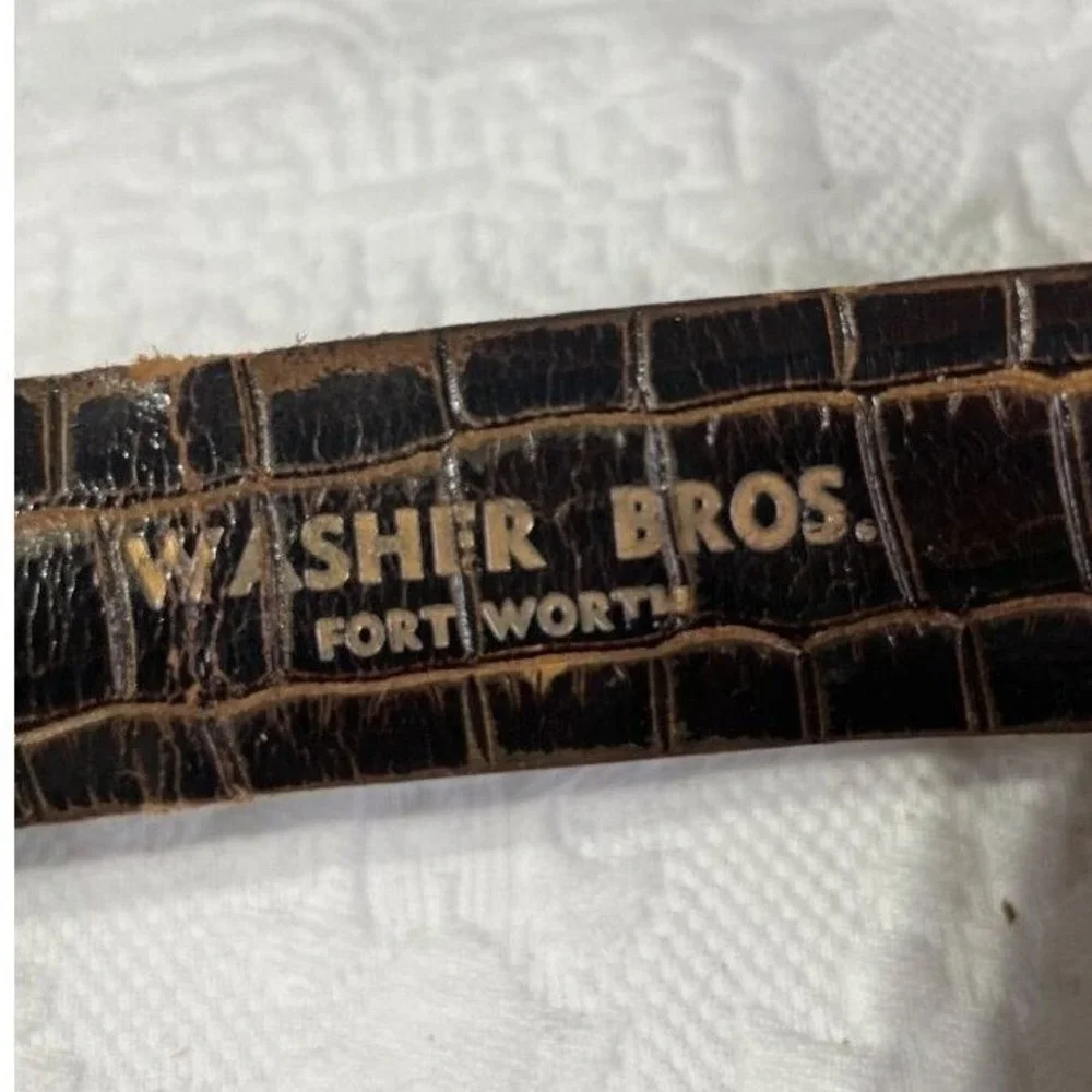 Hirdes of New Orleans Genuine Alligator Belt Brown Vintage‎ Washer Bros 32 34